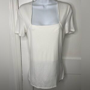 TED BAKER NWT Gerbela White Women's Short Sleeve Square Neck Top
